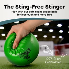 GSM Brands Dodgeballs - Foam, Soft Skin, Low Bounce, 5.9" - Set of 6 Dodge Balls for Kids and Adults