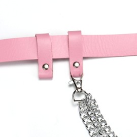 MILAKOO Womens Pink Leather Waist Belt Punk Hippie Chains for Jeans Pants Womens Costume Belts