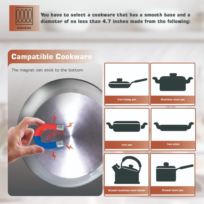 Empava 11-in Portable Single Heating Element 1800-W Countertop Induction Cooktop