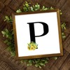 SILYHEART Monogram Letter P Wood Framed Signs Black Letter Sunflower