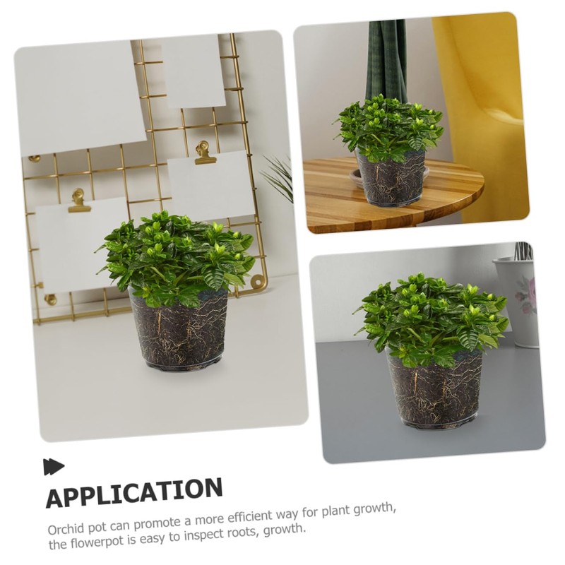 CAXUSD 6pcs Transparent Orchid Pots with Drainage Holes Clear Nursery
