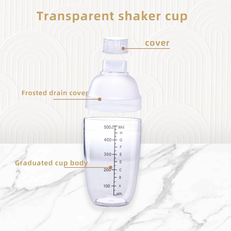 Plastic Bar Cocktail Shaker with Measuring Jigger Set,Hand Drink Mixer