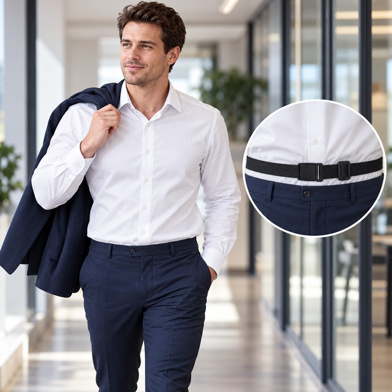 Men'S Nylon Shirt Stays with Anti-Slip Elastic Grip and Adjustable