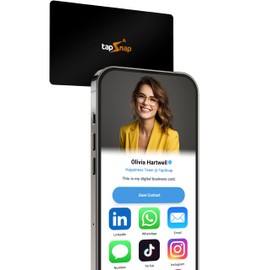 tapSnap TapSnap Digital Business Card - No Subscription - Tap to Share - Smart NFC/QR - Custom Business Card - iPhone & Android (Black)