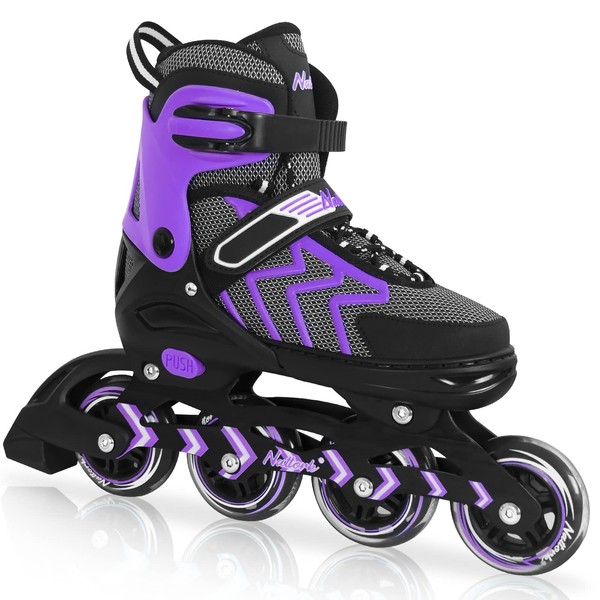 Nattork Adjustable Blades Roller Skates for Kids Girls and Boys,Outdoor & Indoor Purple Inline Skates for Adults Women and Men,Beginners,Size 4 5 6