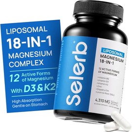 18 in 1 Magnesium Complex for Women and Men | Liposomal Magnesium Supplement with Glycinate, Citrate, Malate, Taurate, D3 & K2 | High Absorption for M