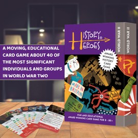 History Heroes: World War II - History Quiz Card Game for Kids, Adults, Game Night - Family Friendly, Educational Travel Game About World War II