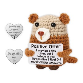 Glamifyr Positive Otter, Pocket Hug Otter Positive, Funny Positive Otter, Otter Cuddly Toy, Creative Knitting Wool, Positive Otter Doll, for Friends, Family, Co-Worker, Courage Gift