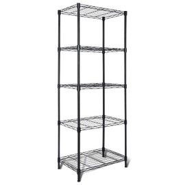 Whitmor 5 Tier Storage Shelves, Heavy Duty Metal Shelving, 400 lbs Capacity per Shelf, 2000 lbs Total, Easy Assembly for Kitchen, Garage, Plant, 18" L x 12" W x 50" H, Black