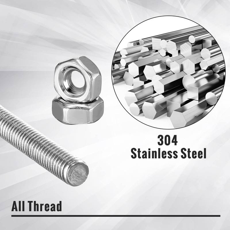 LEIFIDE 8/32 Inch 4mm Threaded Rod with Hex Nuts 4mm