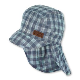 Sterntaler - Boys Kids Peaked Cap SPF UV Protection 15 Summer Hat Peaked Cap with Neck Protection "Striped" Navy Blue White - 1622011, Blue (Marine 300)
