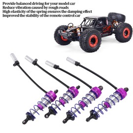 4pcs RC Shock Absorber, Aluminium Alloy Oil Adjustable 92 mm Front 105 mm Rear RC Car Shock Absorber Shock Absorber Shock Absorber for 1/10 RC Car (Purple) Accessories for Model Cars Model Toys