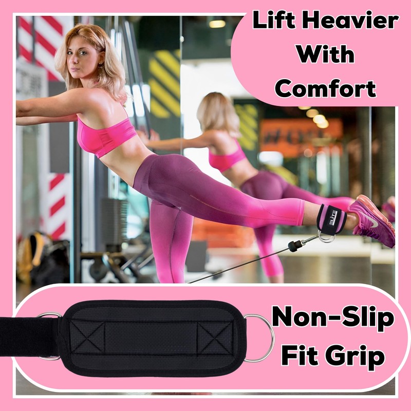 Elite Athletics Ankle Straps for Cable Machine (Pair), Adjustable Ankle