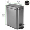 mDesign Small Modern 1.3 Gallon Rectangle Metal Lidded Step Trash