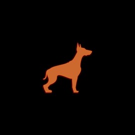 Doberman Dog Silhouette Glow in The Dark Sticker Decal for Phone Tablet Laptop Car Truck Window | 4" Sticker | Orange