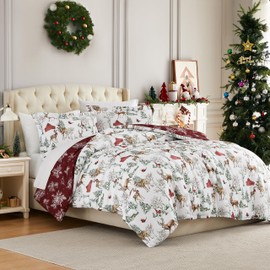Southshore Fine Living, Inc. Christmas Bedding, Queen Duvet Cover/Full Size Comforter Cover with 2 Pillow Shams, Reversible Holiday Bedding Set, Duvet Cover Full/Queen - Farmhouse Christmas Print