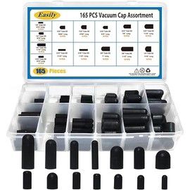Vacuum Caps Rubber Plug Kit, 165 PCS 14 Size Assorted Vacuum Plugs Hose End Caps Assortment Kit for Carburetor, Manifold, Automotive 3/16'' 5/16" 7/32" 1/4" 5/32'' 3/8'' 1/8'' 1/2"