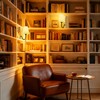 AELS Wooden Bookshelf Lamp with Bulb, Cordless Touch Dimmable Table