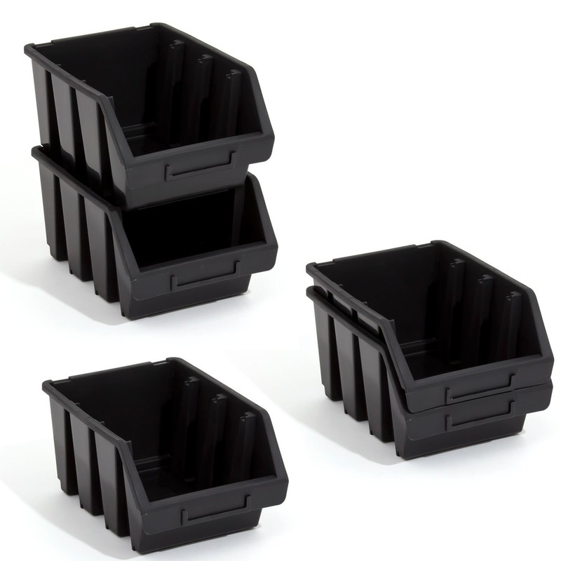 Set of 5 ERGO-Box L black storage bin for workshop