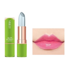 Aloe Vera Color Changing Lipstick, Long Lasting Moisturizing Jelly Lip Balm, Magic Temperature Color Change Lip Gloss with Aloe Extract, Hydrating Lip Plumper, Lip Care Makeup Essential - Nude Red