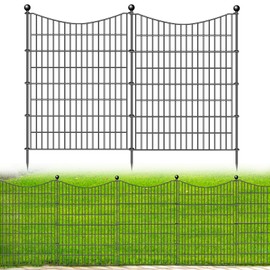 10 Panels No Dig Dog Fence Outdoor for Yard, 40 in(H) X 23.6 ft(L) Decorative Tall Garden Fence Animal Barrier for Dogs, Rustproof Metal Wire Garden Edging Fence and Borders, Temporary Fencing Stakes