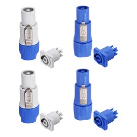 MECCANIXITY 2pcs 3 Pin AC Speaker Connectors, NL4 Connector XLR Male Plug to Female Aviation Power Adapter for Audio Stage Light LED, Blue,White