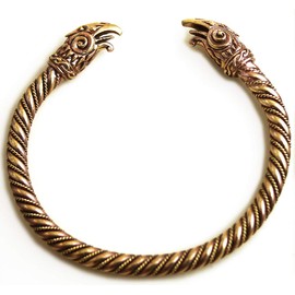 LynnAround Bronze Norse Viking Raven Head Twisted Cable Bangle Cuff Bracelet Arm Ring Pagan Jewelry (7)