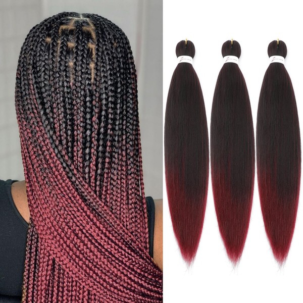 WacanDan Black to Bug Ombre Braiding Hair Pre stretched 26