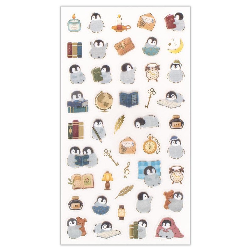 Enuby Large Clear Seal Chill Penguin | Sticker Gold Foil
