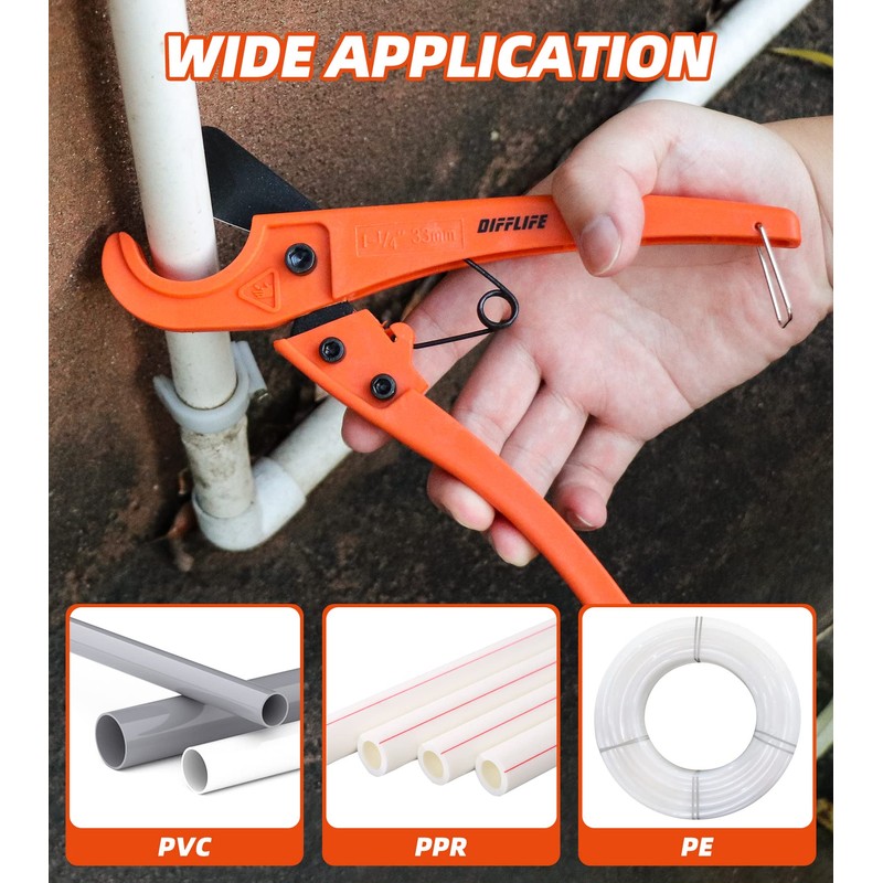 DIFFLIFE Pipe Cutter, High Performance blade Made Ratchet-type Pipe Cutter,
