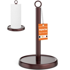 Oil Rubbed Bronze Paper Towel Holder Countertop, Oil Rubbed Bronze Kitchen Accessories Decor, Stainless Steel, Weighted Base, Paper Towel Stand for Bathroom Farmhouse Essentials