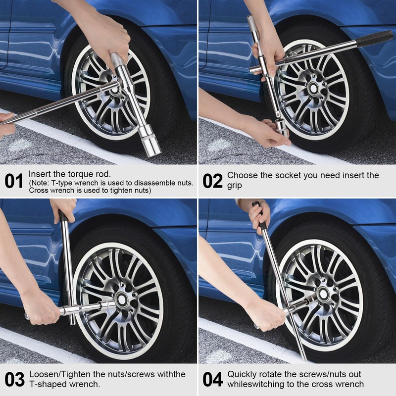 Lyhubmh 23" Extended Lug Wrench 4 Way Heavy Duty Tire