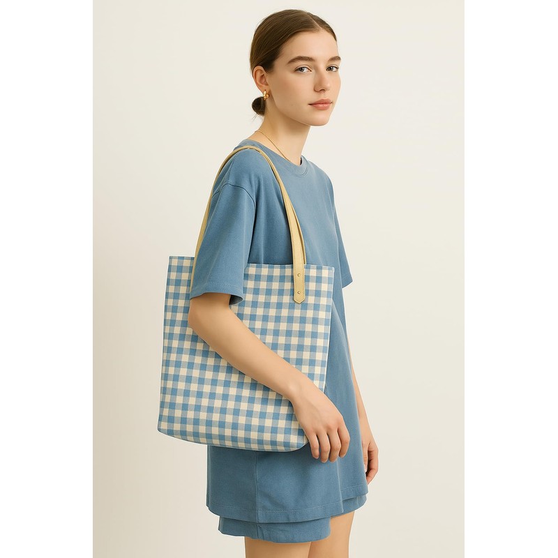 Jeelow Plaid Canvas Shoulder Bag for Women with Snap Closure,