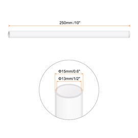Rebower 10" Clear Plastic Rigid Pipe 13mm x 15mm(1/2" x 0.6") Acrylic Tube Round Polycarbonate Tubing, [for Plumbing, Hydraulics, Aquarium, DIY] - 2Pcs