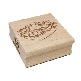 Nachos Tortilla Chips Mexican Food with Sour Cream Square Rubber Stamp for Stamping Crafting - 1.75in Medium