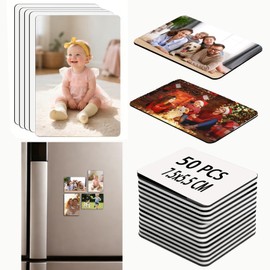 50 Pieces Sublimation Magnet Blanks Set, 5.5x7.5cm Personalized Photo Magnets, Sticky Notes for Fridge Magnet, DIY Craft Kit for Whiteboard Office Calendar Home DIY Kitchen Wall Decoration