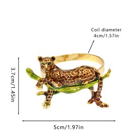 WUYUNTAI Set of 4 Napkin Rings Leopard Napkin Ring Animal Napkin Rings Metal Napkin Holders Animal Serviette Buckles for Easter Dinner Table Decorations