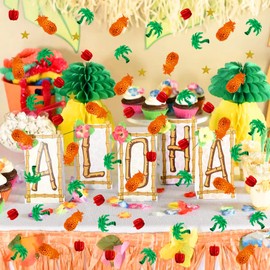 Keaziu 100PCS Tropical Hawaii Flower Confetti Tropical Birthday Baby Shower Party Decorations Green Leaf Confetti Party Decorations for Birthday Baby Shower Pool Beach Jungle Wedding (green 2)