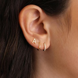 Ritach Gold Earrings for Women Trendy - Hoop Earrings Huggie Earring Stacks Gold Earrings for Women Cartilage Stud Earring Set Initial M Hypoallergenic Earrings for Girls aretes de mujer
