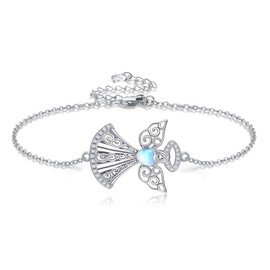 YAFEINI Guardian Angel Bracelet 925 Sterling Silver Angel Bracelet Mother's Day Jewelry for Women Mom