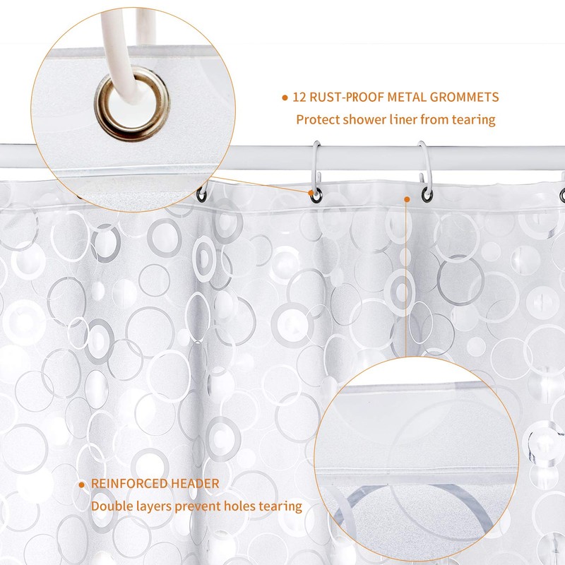 WELTRXE Shower Curtain Liner with Magnets, Shower Curtains Waterproof for