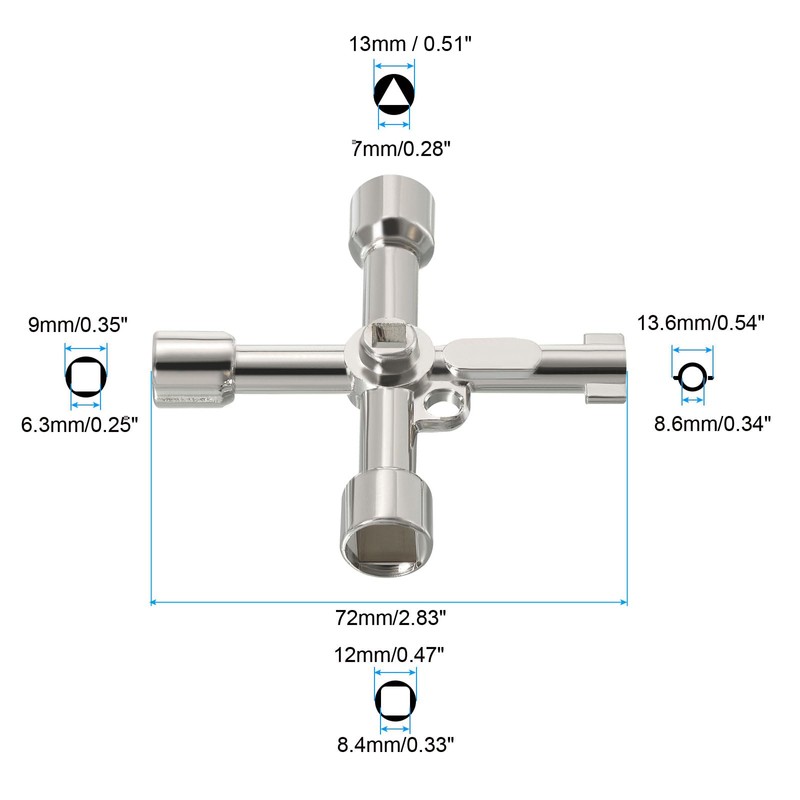 PATIKIL Multifunctional Universal Cross Wrench 4 Pack Alloy 4 Way