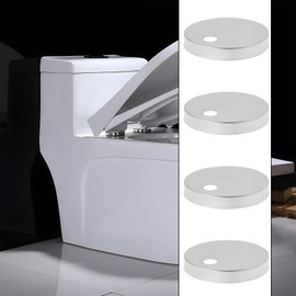 SG Store 4Pcs Toilet Seat Hinge Cover 55mm Diameter Toilet Seat Hinge Fixings Covers Stainless Steel Toilet Pan Top Fixing Decorative Covers Set, Silver