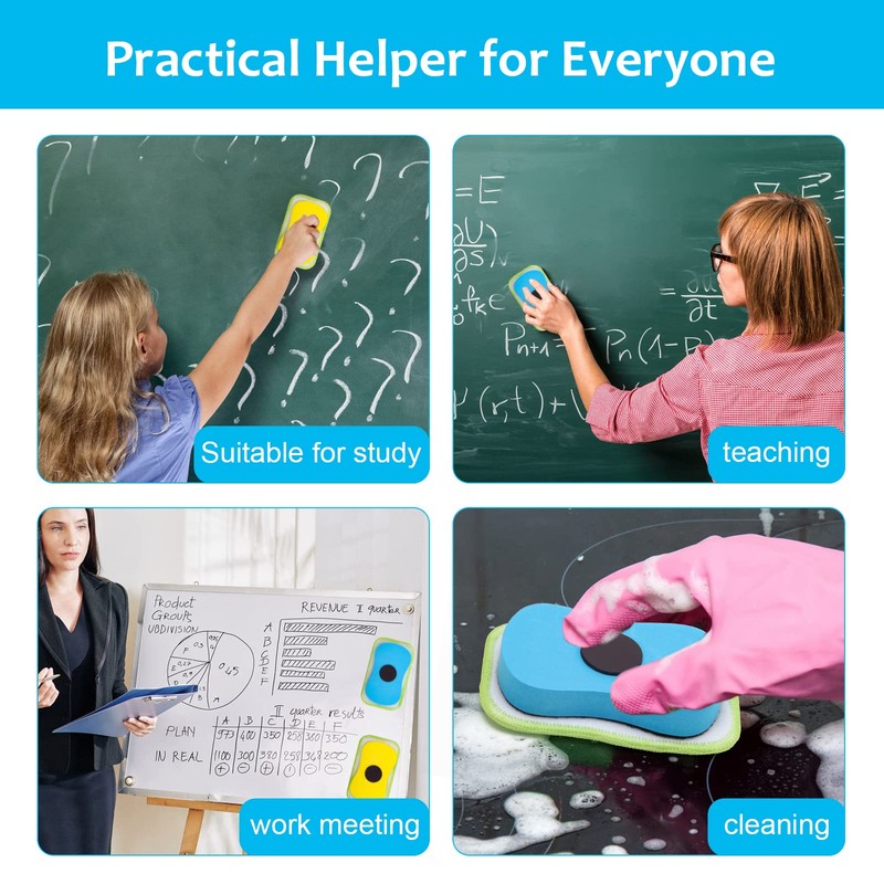 3 Pack Chalk Eraser for Chalkboard, Pletpet Microfiber Dustless Magnetic