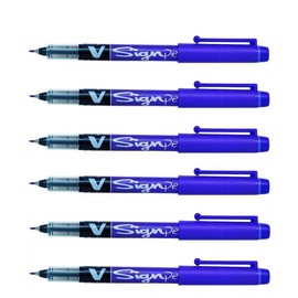 Pilot V-Sign Pen Felt Pens Pack of 6 Nylon Tip Liquid Ink Purple