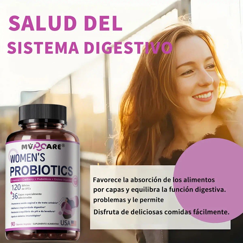 Probióticos Mujer Urinario Intestinal Vaginal Cápsulas Sabor