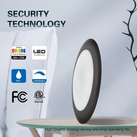 TOPELER 6 Inch Bronze LED Disk Light, 15W Flush Mount Ceiling Light, Dimmable Low Profile Recessed Disc Light, Metal Baffle Trim Fixture for Home Improve, 1000LM 3000K Warm White