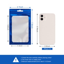 Bezall 100Pcs Blue Mylar Bags, Resealable Smell Proof Bags with Clear Window Foil Food Storage Pouch for Candy Jewelry Sample Packaging (4.7x7.8 Inch)