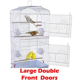 Mcage Large Portable Flight Bird Hanging Travel Cage with Toys Ladder for Small Parrots Quaker Cockatiels Sun Parakeets Green Cheek Conures Aviary Finches Canary Budgies Lovebirds
