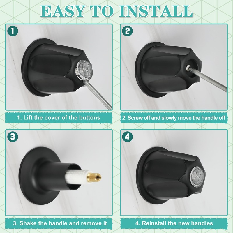 3 Piece Metal Shower Knob Replacement Compatible with Price Pfister
